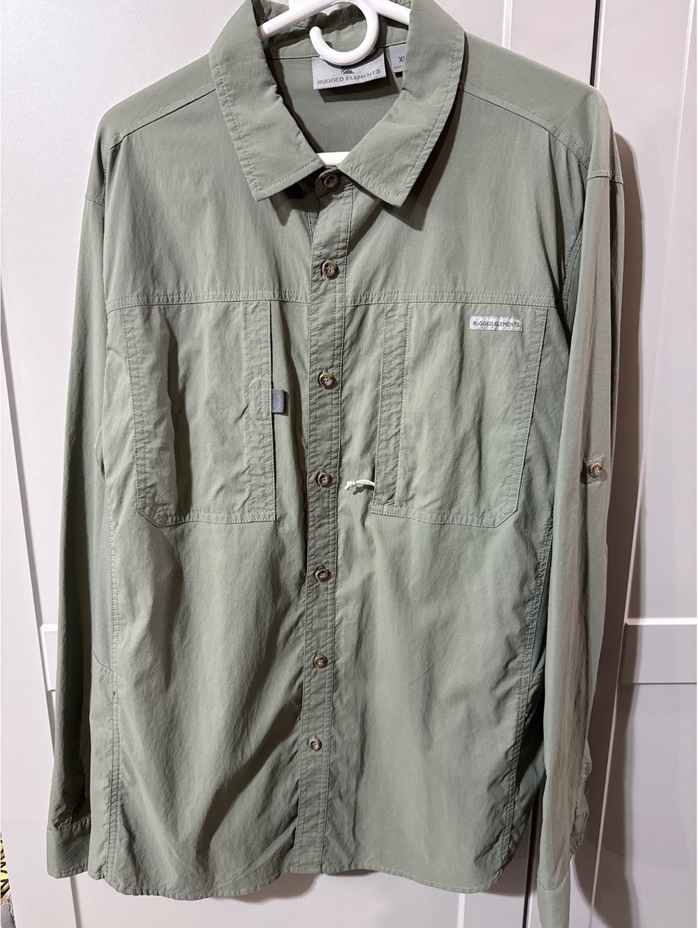 Rugged Elements Men's XL Olive Green Utility Shirt - Roll-Up